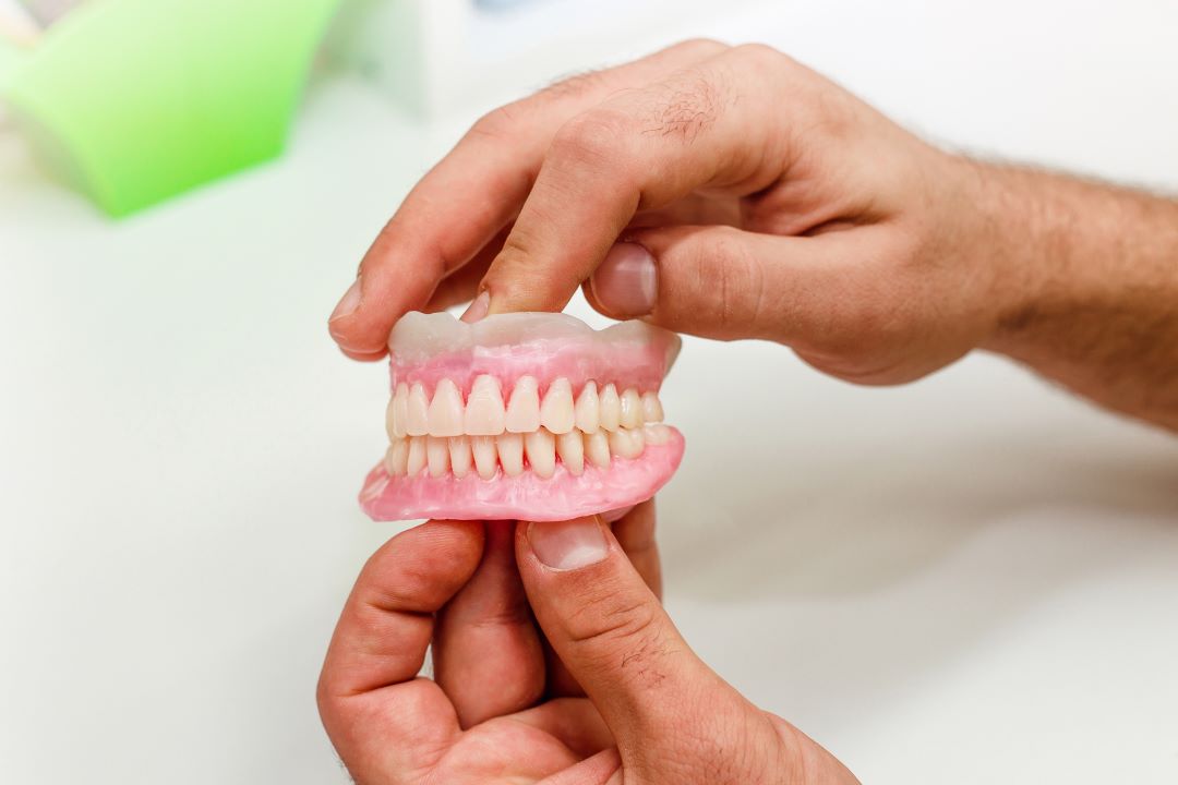 dentist explaining about dentures